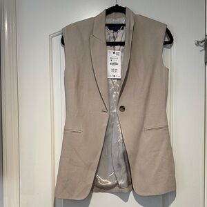 Zara Sleveless Blazer Linen Top Size XS
